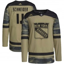 Men's Adidas New York Rangers Braden Schneider Camo Military Appreciation Practice Jersey - Authentic