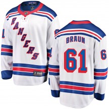 Youth Fanatics Branded New York Rangers Justin Braun White Away Jersey - Breakaway