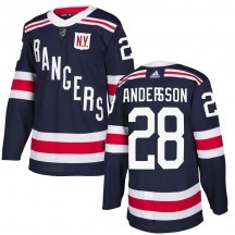 Youth Adidas New York Rangers Lias Andersson Navy Blue 2018 Winter Classic Home Jersey - Authentic