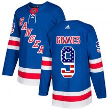 Men's Adidas New York Rangers Adam Graves Royal Blue USA Flag Fashion Jersey - Authentic