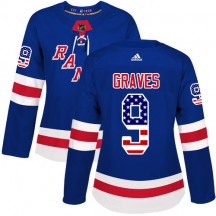 Women's Adidas New York Rangers Adam Graves Royal Blue USA Flag Fashion Jersey - Authentic