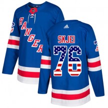 Men's Adidas New York Rangers Brady Skjei Royal Blue USA Flag Fashion Jersey - Authentic