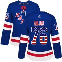Women's Adidas New York Rangers Brady Skjei Royal Blue USA Flag Fashion Jersey - Authentic