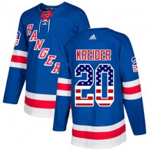 Youth Adidas New York Rangers Chris Kreider Royal Blue USA Flag Fashion Jersey - Authentic