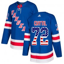Men's Adidas New York Rangers Filip Chytil Royal Blue USA Flag Fashion Jersey - Authentic
