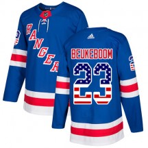 Men's Adidas New York Rangers Jeff Beukeboom Royal Blue USA Flag Fashion Jersey - Authentic