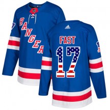 Youth Adidas New York Rangers Jesper Fast Royal Blue USA Flag Fashion Jersey - Authentic