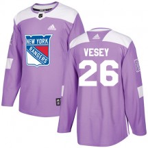 Men's Adidas New York Rangers Jimmy Vesey Purple Fights Cancer Practice Jersey - Authentic