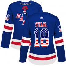 Women's Adidas New York Rangers Marc Staal Royal Blue USA Flag Fashion Jersey - Authentic