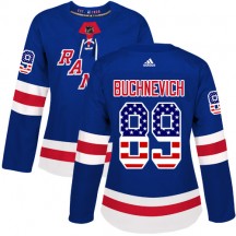 Women's Adidas New York Rangers Pavel Buchnevich Royal Blue USA Flag Fashion Jersey - Authentic
