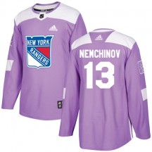 Men's Adidas New York Rangers Sergei Nemchinov Purple Fights Cancer Practice Jersey - Authentic