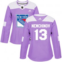 Women's Adidas New York Rangers Sergei Nemchinov Purple Fights Cancer Practice Jersey - Authentic