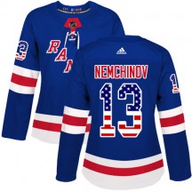 Women's Adidas New York Rangers Sergei Nemchinov Royal Blue USA Flag Fashion Jersey - Authentic