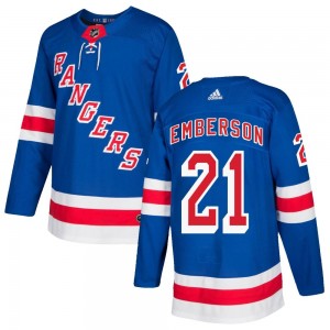 Men's Adidas New York Rangers Ty Emberson Royal Blue Home Jersey - Authentic