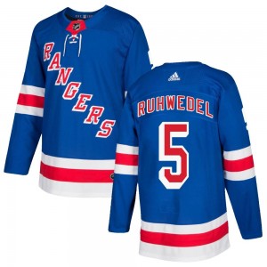 Men's Adidas New York Rangers Chad Ruhwedel Royal Blue Home Jersey - Authentic