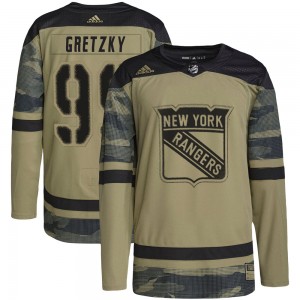 Youth Adidas New York Rangers Wayne Gretzky Camo Military Appreciation Practice Jersey - Authentic