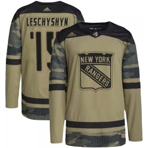 Youth Adidas New York Rangers Jake Leschyshyn Camo Military Appreciation Practice Jersey - Authentic