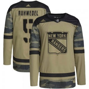 Youth Adidas New York Rangers Chad Ruhwedel Camo Military Appreciation Practice Jersey - Authentic