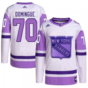 Youth Adidas New York Rangers Louis Domingue White/Purple Hockey Fights Cancer Primegreen Jersey - Authentic