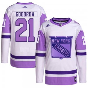Youth Adidas New York Rangers Barclay Goodrow White/Purple Hockey Fights Cancer Primegreen Jersey - Authentic