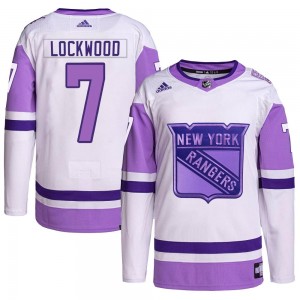 Youth Adidas New York Rangers William Lockwood White/Purple Hockey Fights Cancer Primegreen Jersey - Authentic