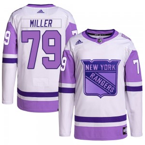 Youth Adidas New York Rangers K'Andre Miller White/Purple Hockey Fights Cancer Primegreen Jersey - Authentic