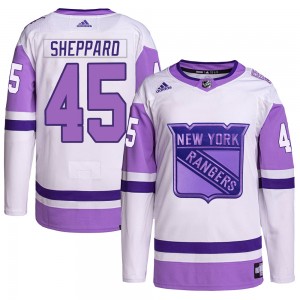 Youth Adidas New York Rangers James Sheppard White/Purple Hockey Fights Cancer Primegreen Jersey - Authentic