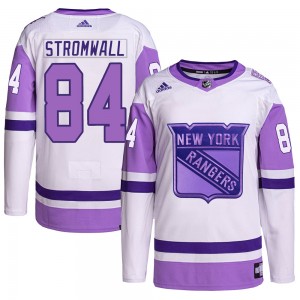 Youth Adidas New York Rangers Malte Stromwall White/Purple Hockey Fights Cancer Primegreen Jersey - Authentic