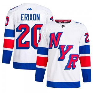 Men's Adidas New York Rangers Jan Erixon White 2024 Stadium Series Primegreen Jersey - Authentic