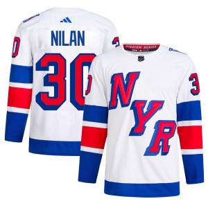 Men's Adidas New York Rangers Chris Nilan White 2024 Stadium Series Primegreen Jersey - Authentic