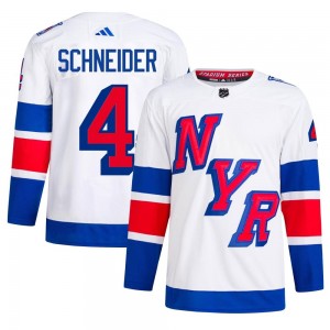 Men's Adidas New York Rangers Braden Schneider White 2024 Stadium Series Primegreen Jersey - Authentic