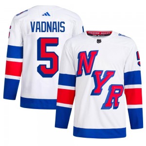 Men's Adidas New York Rangers Carol Vadnais White 2024 Stadium Series Primegreen Jersey - Authentic