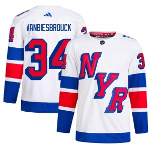 Men's Adidas New York Rangers John Vanbiesbrouck White 2024 Stadium Series Primegreen Jersey - Authentic
