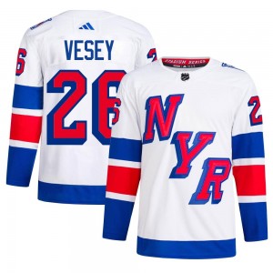 Men's Adidas New York Rangers Jimmy Vesey White 2024 Stadium Series Primegreen Jersey - Authentic