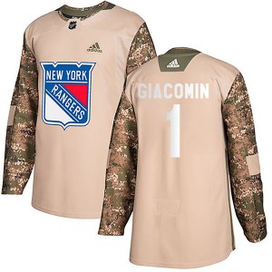 Youth Adidas New York Rangers Eddie Giacomin Camo Veterans Day Practice Jersey - Authentic