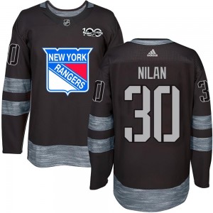 Men's New York Rangers Chris Nilan Black 1917-2017 100th Anniversary Jersey - Authentic
