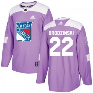 Men's Adidas New York Rangers Jonny Brodzinski Purple Fights Cancer Practice Jersey - Authentic