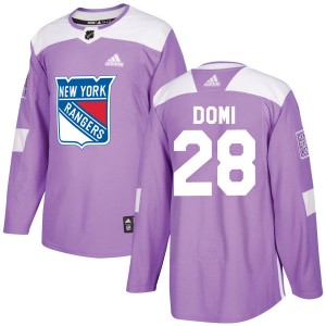 Men's Adidas New York Rangers Tie Domi Purple Fights Cancer Practice Jersey - Authentic