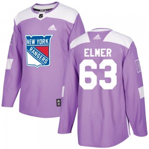 Men's Adidas New York Rangers Jake Elmer Purple Fights Cancer Practice Jersey - Authentic