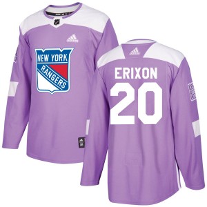 Men's Adidas New York Rangers Jan Erixon Purple Fights Cancer Practice Jersey - Authentic