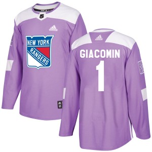Men's Adidas New York Rangers Eddie Giacomin Purple Fights Cancer Practice Jersey - Authentic