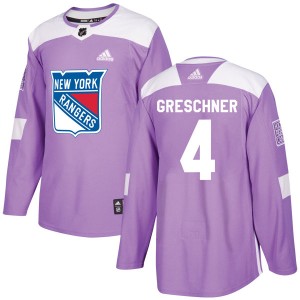 Men's Adidas New York Rangers Ron Greschner Purple Fights Cancer Practice Jersey - Authentic
