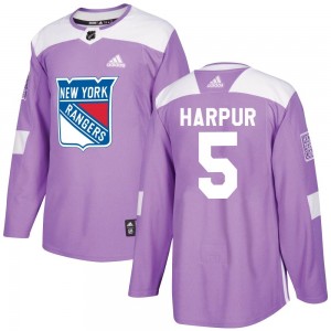 Men's Adidas New York Rangers Ben Harpur Purple Fights Cancer Practice Jersey - Authentic
