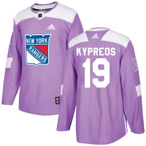 Men's Adidas New York Rangers Nick Kypreos Purple Fights Cancer Practice Jersey - Authentic