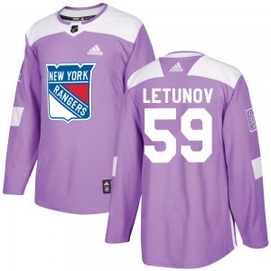 Men's Adidas New York Rangers Maxim Letunov Purple Fights Cancer Practice Jersey - Authentic