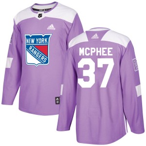 Men's Adidas New York Rangers George Mcphee Purple Fights Cancer Practice Jersey - Authentic