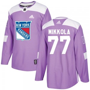 Men's Adidas New York Rangers Niko Mikkola Purple Fights Cancer Practice Jersey - Authentic