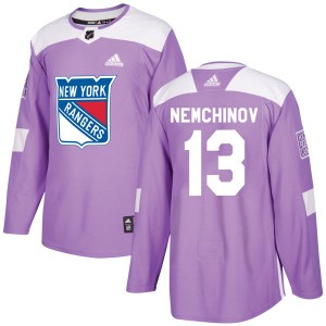 Men's Adidas New York Rangers Sergei Nemchinov Purple Fights Cancer Practice Jersey - Authentic