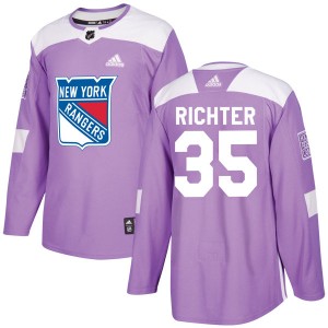 Men's Adidas New York Rangers Mike Richter Purple Fights Cancer Practice Jersey - Authentic