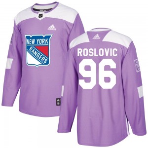 Men's Adidas New York Rangers Jack Roslovic Purple Fights Cancer Practice Jersey - Authentic